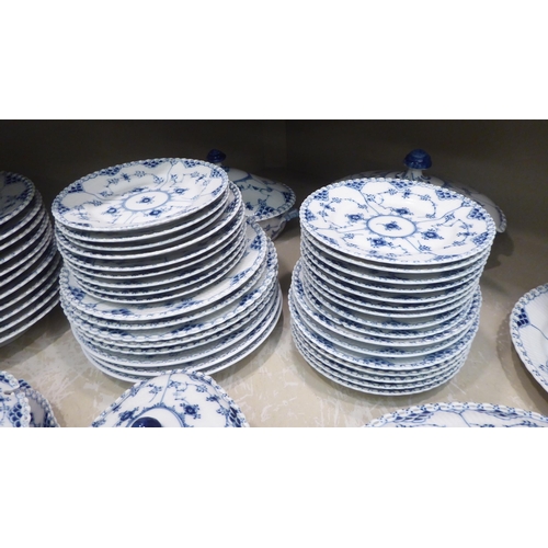 117 - A Royal Copenhagen porcelain ribbon design blue and white tableware (pattern no. 1087)