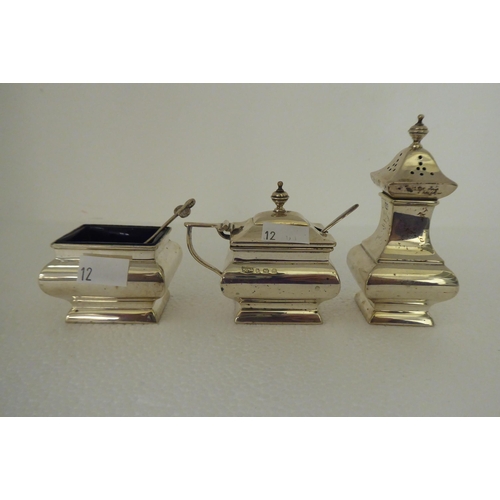 12 - Silver and white metal collectables: to include a silver three piece condiments set  Mappin & We... 