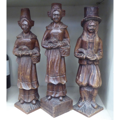 124 - Six stained and carved wooden standing New World figures, possibly Quakers/Plymouth Brethren  18