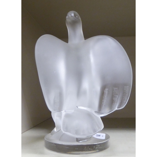 140 - A Lalique opaque glass Ariane lovebird ornament  bears an etched signature  9