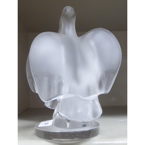 140 - A Lalique opaque glass Ariane lovebird ornament  bears an etched signature  9