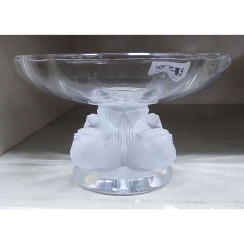 145 - A Lalique opaque glass Noget pedestal dish  bears an etched signature  5.5