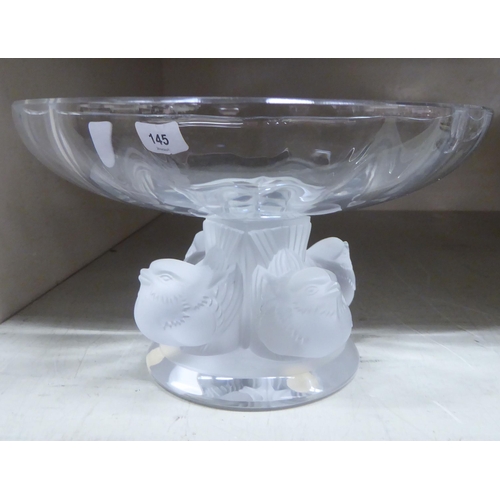 145 - A Lalique opaque glass Noget pedestal dish  bears an etched signature  5.5