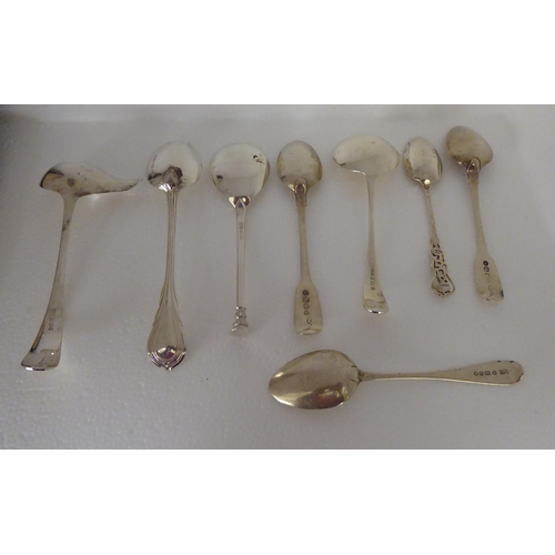 157 - A set of six Art Deco inspired silver teaspoons  cased; and miscellaneous silver flatware  mixed mar... 