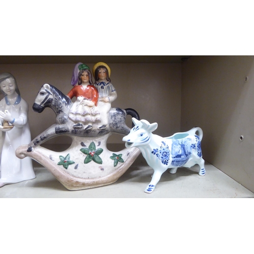 158 - Ornamental ceramics: to include Lladro porcelain figures  largest 8