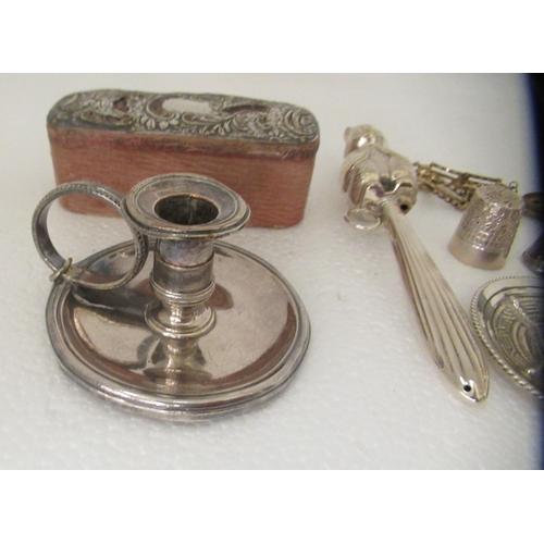 160 - Collectables: to include a 9ct gold heart shaped padlock clasp; and two silver engine turned retract... 