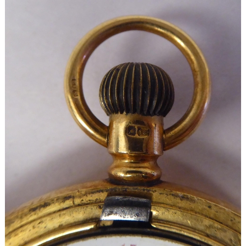 165 - A Waltham 18ct gold cased full hunter pocket watch, the keyless movement faced by a white enamel Ara... 