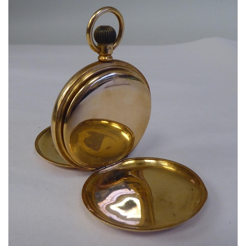 165 - A Waltham 18ct gold cased full hunter pocket watch, the keyless movement faced by a white enamel Ara... 