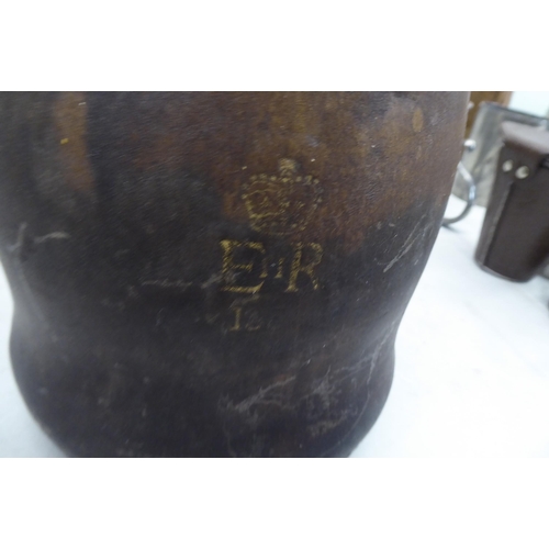 17 - A mixed lot: to include an Elizabeth II stitched brown hide Black Jack jug  bearing ERII stamp  11