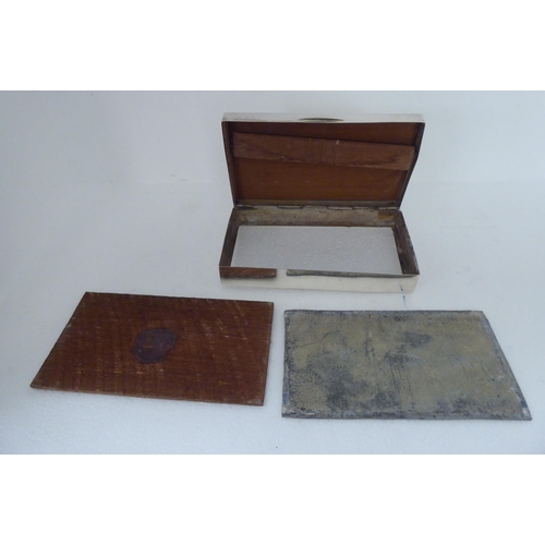 172 - A silver cigarette box with engine turned decoration and a cedar lined interior  Birmingham 196... 