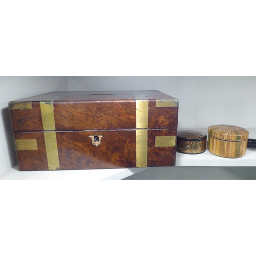 194 - Boxes: to include a late Victorian brass inlaid mahogany example  2