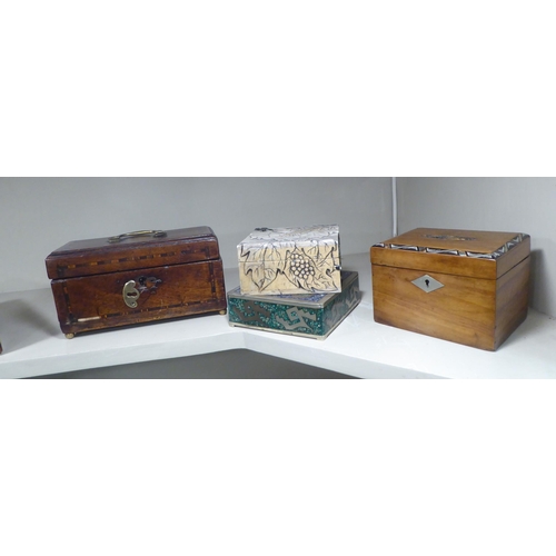 194 - Boxes: to include a late Victorian brass inlaid mahogany example  2