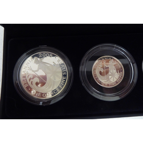 216 - A Britannia four coin silver set  cased with carton 