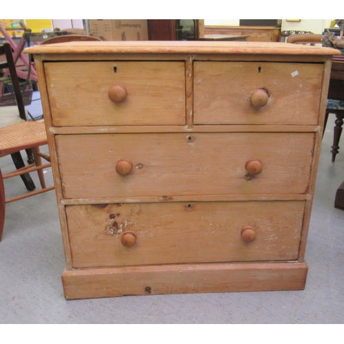 230 - A late Victorian pine dressing chest with two short/two long drawers, on a plinth  33