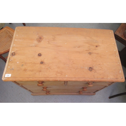 230 - A late Victorian pine dressing chest with two short/two long drawers, on a plinth  33