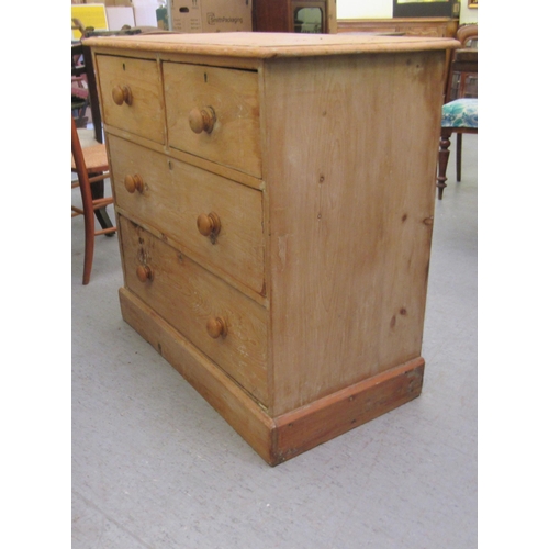 230 - A late Victorian pine dressing chest with two short/two long drawers, on a plinth  33