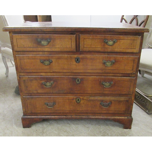 243 - A late 18thC style walnut veneered dressing chest with crossbanded and string inlaid ornament, compr... 