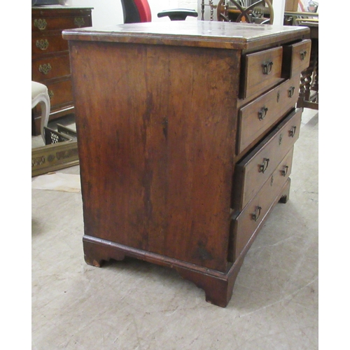 243 - A late 18thC style walnut veneered dressing chest with crossbanded and string inlaid ornament, compr... 