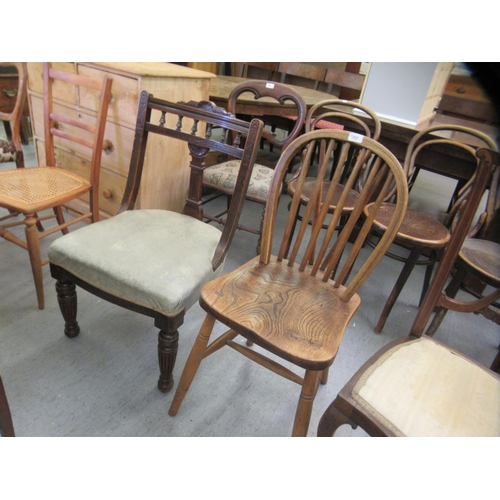 262 - Chairs: to include a pair of Victorian oak examples, each with a splat back and fabric upholstered s... 