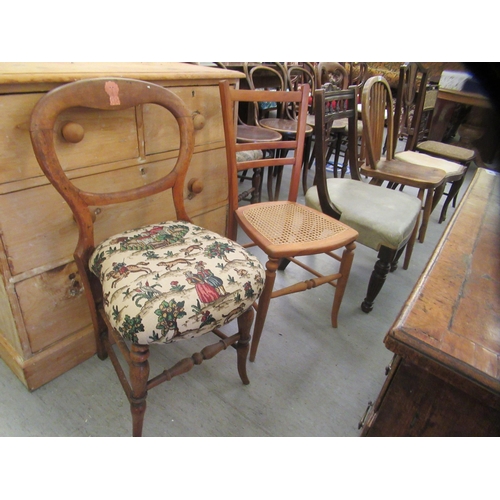 262 - Chairs: to include a pair of Victorian oak examples, each with a splat back and fabric upholstered s... 