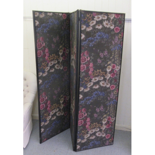 267 - Two early 20thC three fold painted wooden room screens with tapestry panels  72