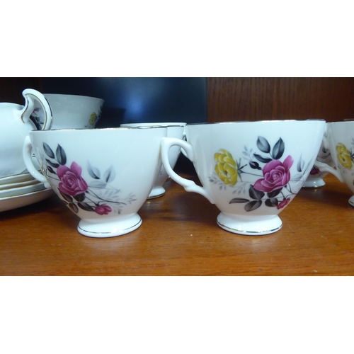 290 - Royal Vale bone china teaware, decorated with roses and foliage 