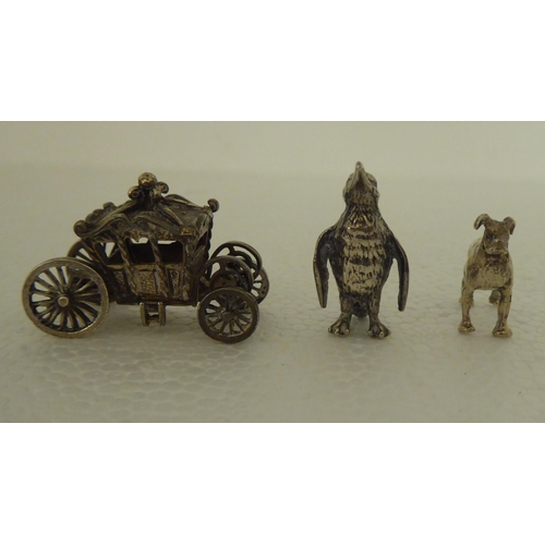 3 - Five silver miniature animal ornaments  approx. 1