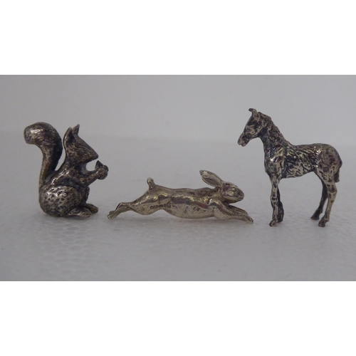 3 - Five silver miniature animal ornaments  approx. 1