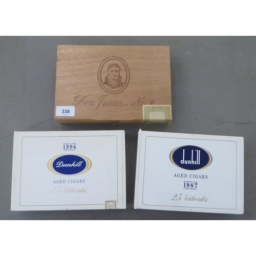 338 - Cigars: to include a box of twenty-five Dunhill Valverde's 