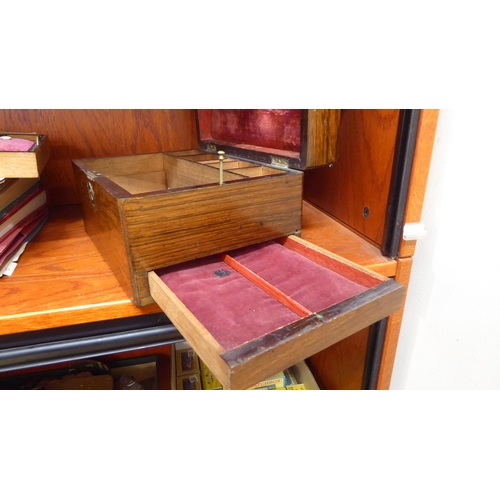 35 - A late Victorian rosewood sewing box with a hinged lid, enclosing a tray fitted interior  6