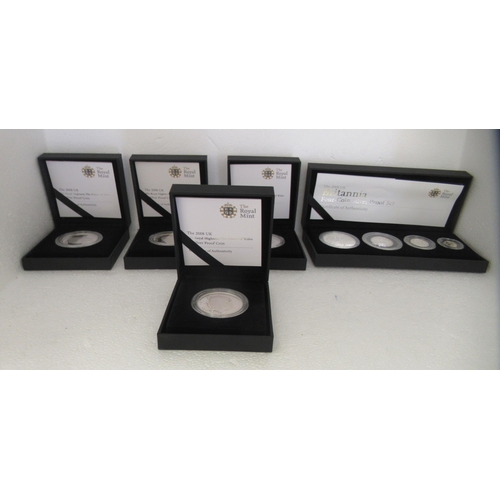 364 - Royal Mint silver proof coins: to include The Britannia four coin silver proof set  boxed 