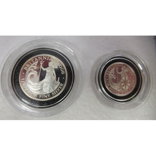 364 - Royal Mint silver proof coins: to include The Britannia four coin silver proof set  boxed 