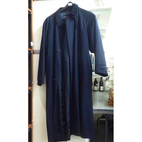 369 - A gentleman's Giorgio Armani dark blue fabric, full length coat  approx. size XXL