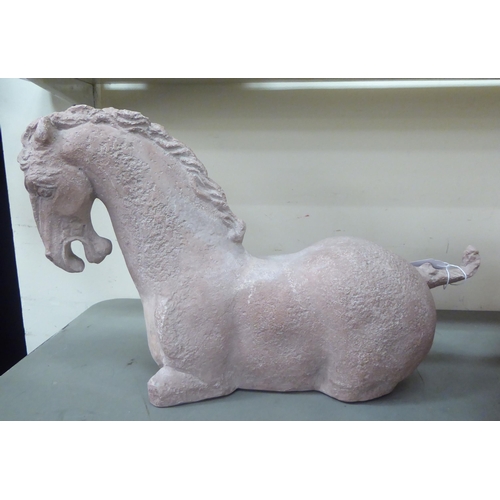 377 - Two pottery model horses  14