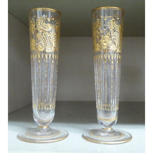 382 - A pair of circa 1960s (probably Venetian) tapered gilded glass pedestal vases  6