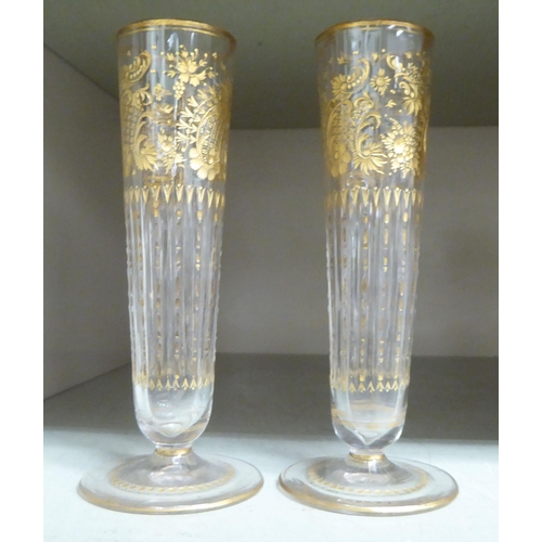 382 - A pair of circa 1960s (probably Venetian) tapered gilded glass pedestal vases  6