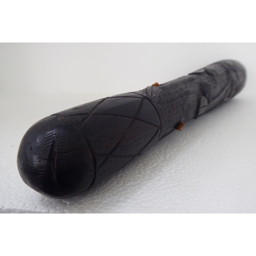 5 - A mixed lot: to include an Irish carved bog oak truncheon, inscribed 'Belfast'  13