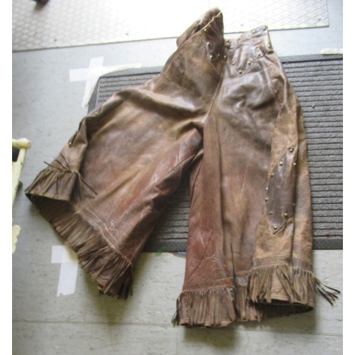 77 - A mixed lot: to include a pair of brown hide riding chaps