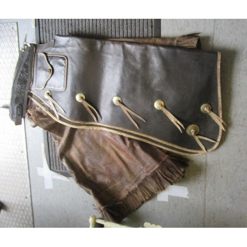 77 - A mixed lot: to include a pair of brown hide riding chaps