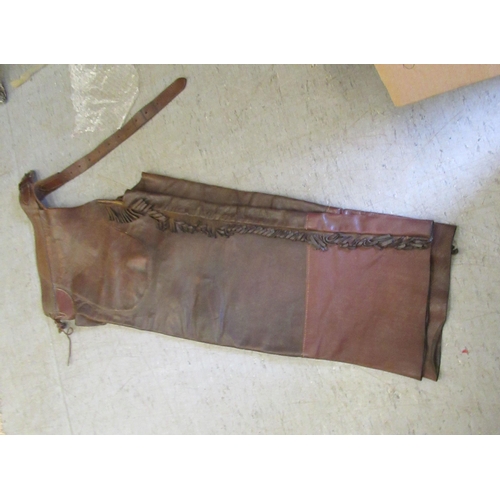 77 - A mixed lot: to include a pair of brown hide riding chaps