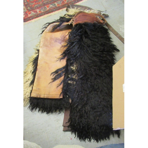 77 - A mixed lot: to include a pair of brown hide riding chaps