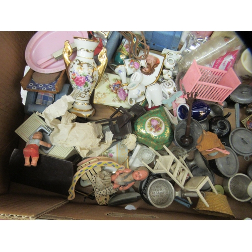 84 - Dolls house accessories: to include furniture; and small, mainly Limoge china collectables