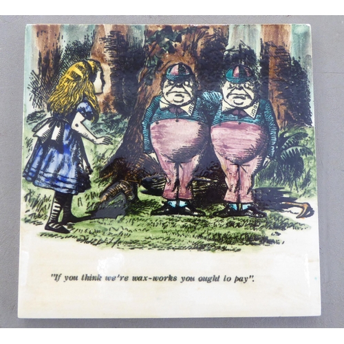 87 - A set of five Alice in Wonderland themed pottery tiles  6