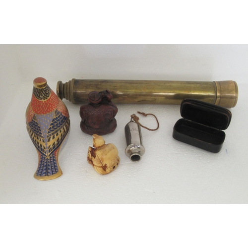 92 - A mixed lot: to include a Stanley of London brass four section telescope