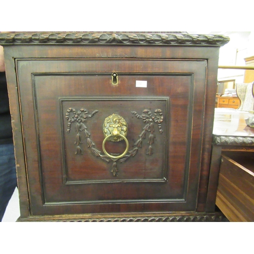 252 - A William IV mahogany drop well sideboard, the two pillars containing a drawer and cellarette drawer... 