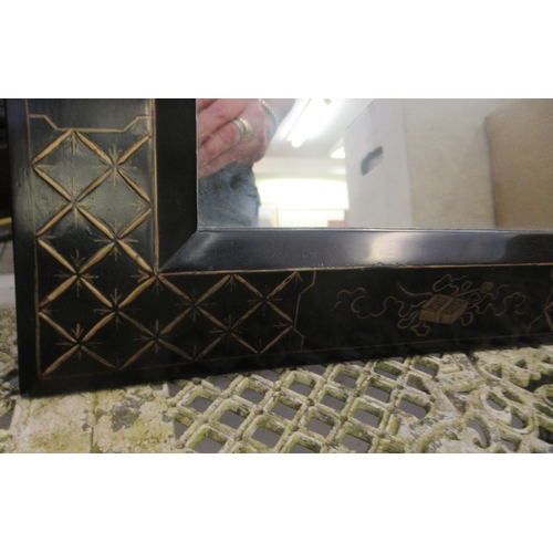 287 - A 20thC mirror, the plate set in a black lacquered frame, decorated in chinoiserie taste  16