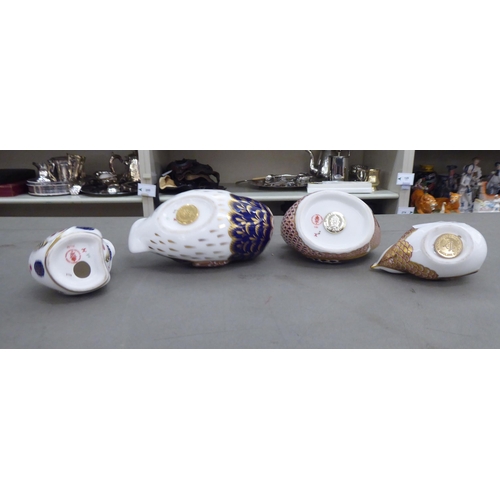 190 - Four Royal Crown Derby china paperweights: to include an owl  3