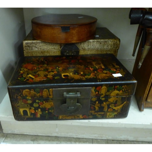 358 - A mixed lot: to include an Edwardian oak smokers cabinet with a glazed door, on a plinth  12