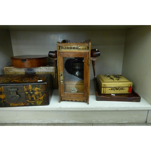 358 - A mixed lot: to include an Edwardian oak smokers cabinet with a glazed door, on a plinth  12