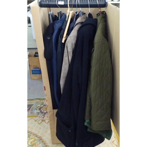 370 - Gentleman's coats: to include a Ralph Lauren black full length example  size XXL